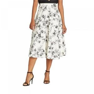 Who What Wear Toile de Jouy Midi Skirt 8 Cream